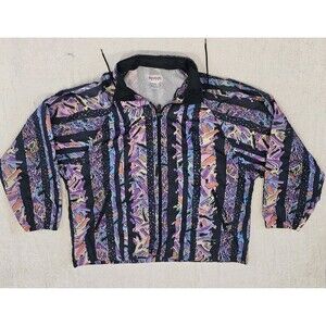 Vintage Reebok 80s Retro Hooded Track Windbreaker Jacket Adult Large